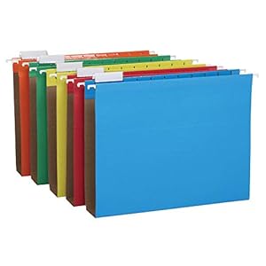 Amazon Basics Hanging File – Box Bottom – Heavy Duty, 2-Inch Expansion, Assorted, Letter, 25-Pack