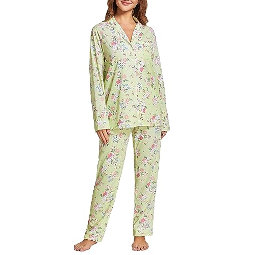Image of Tugege Pajamas Set Long Sleeve Sleepwear Womens Button Down Nightwear Pj Sets