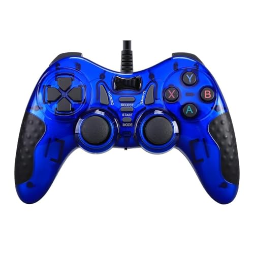 Microcase USB Kablolu Çift Titreşimli PC Konsol Oyun Kolu Gamepad Joystick -AL4630 Mavi