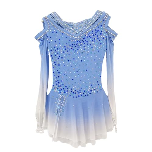 LIUHUO Vestido de patinação artística feito à mão azul para meninas mulheres personalizar fantasias
