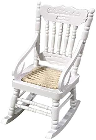 Boddenly 1:12 Dollhouse Miniature Furniture, 1 12 Scale Dollhouse Accessories, Garden Lawn Tiny Furniture Model for Doll House Toy Home, 2 x Mini Rocking Chair (White)
