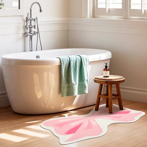 Tapete baño rosa lazo 70x54 cm antideslizante miniatura 7