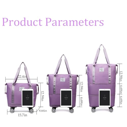 Kulken Travel Bag With Wheels, 2025 New Large Capacity Travel Bag - Universal Wheel Removable, 27L - 50L TravelBag (Gray)2