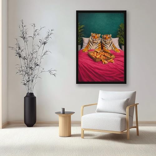 Poster tigre imprimé pizza 40,6 x 61 cm - Décoration de bureau - 7