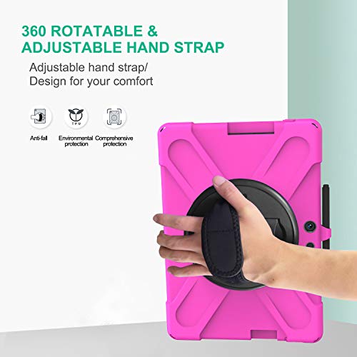 Coque Surface Pro X rose rouge avec béquille rotative et bandoulière ajustable - 3