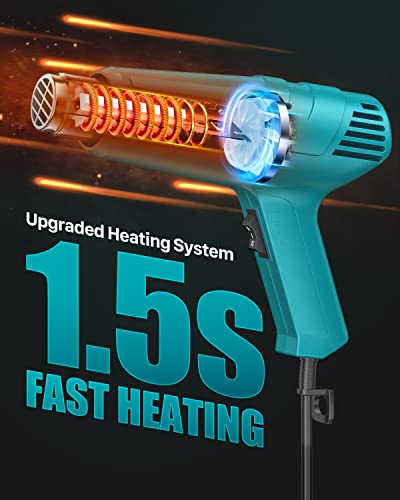 Yeegewin Heat Gun Dual Temperature Settings 800℉&1112℉, Heavy Duty Hot Air Gun Kit With 4 Nozzles, Overload Protection For Crafts, Stripping Paint, Shrinking Tube And Pvc #TOP2