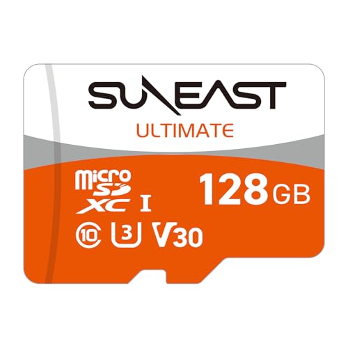 SUNEAST microSD �J�[�h 128GB class10 UHS-1 U3 V30 �ő�Ǎ�95MB/s microSDXC 4K�Ή� �}�C�N��SD�J�[�h HD 4K �r�f�I�^�� Gopro �A�N�V�����J����ULTIMATE Orange Ser