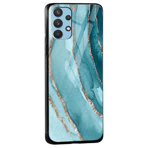 Image of COLORflow Back Cover Compatible with Samsung Galaxy A23 4G / A23 5G | Blue Marble Golden Stripes | Shockproof TPU Bumper Cover with Camera Protection Back Cover