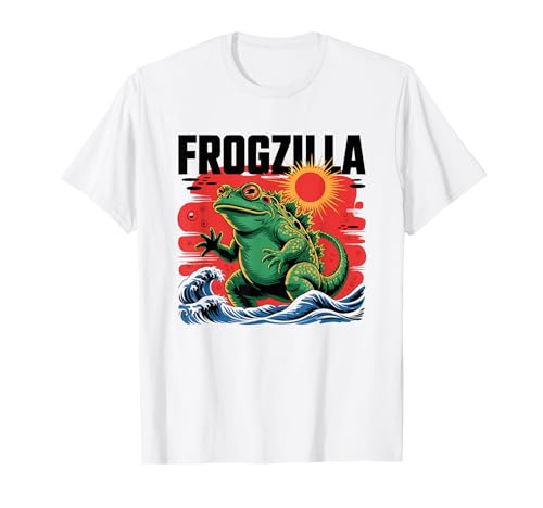 Frogzilla Retro Kaiju Monstre Ocean Wave Funny Frog T-Shirt