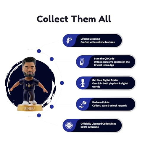 Image of Action Figure, IPL Edition 360 Rotatable Head, Cricket Player for Fans & Collectors (3 Inch Rinku Singh)