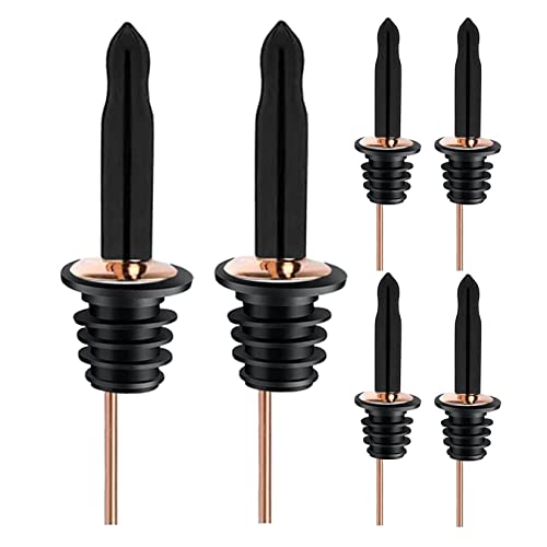 Image of Pafusen 6 Pack Liquor Bottle Pourers, Liquor Pour Spout for Liquor Bottles, Stainless Steel Olive oil Dispenser Spout, Alcohol Pourer Dust Caps Long Covers, Rose Gold