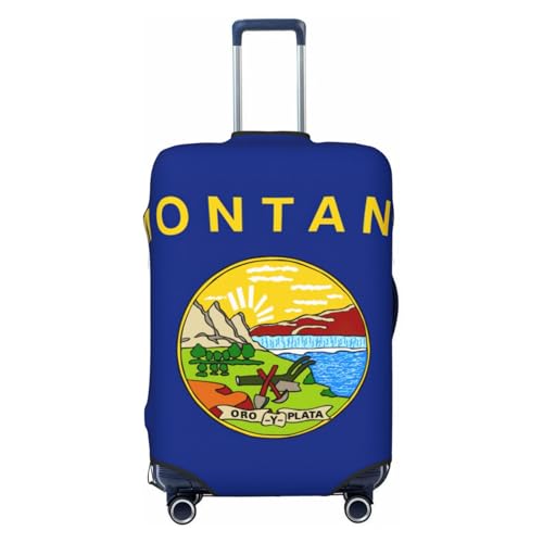 NBAGHPQ Montana State Flag Print Double Sided Protezione Elastica Universale Valigia Copertura Unica Protezione Bagagli, Nero , XL