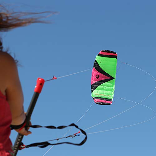 Wolkenstürmer® Paraflex Trainer 3-Leiner Lenkmatte 2.3 (neonpink) - Flugfertiger Kite Drachen 230cm mit Trainerbar - Trainer Kite & Windtrainer