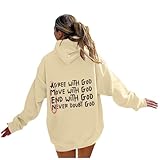 Aesthetic - Sudadera con capucha para mujer, fantasía, japonés, otoño, invierno, novedad, suéter, con cordón, ropa, cuadros florecientes Streetwear Oversize sudadera, beige, L