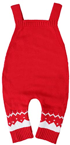 MOMBEBE COSLAND Baby Kerst Gebreide Romper Rendier Onesies Sweater Jumpsuit Mouwloze Outfit 0-24 Maanden - Afbeelding 3