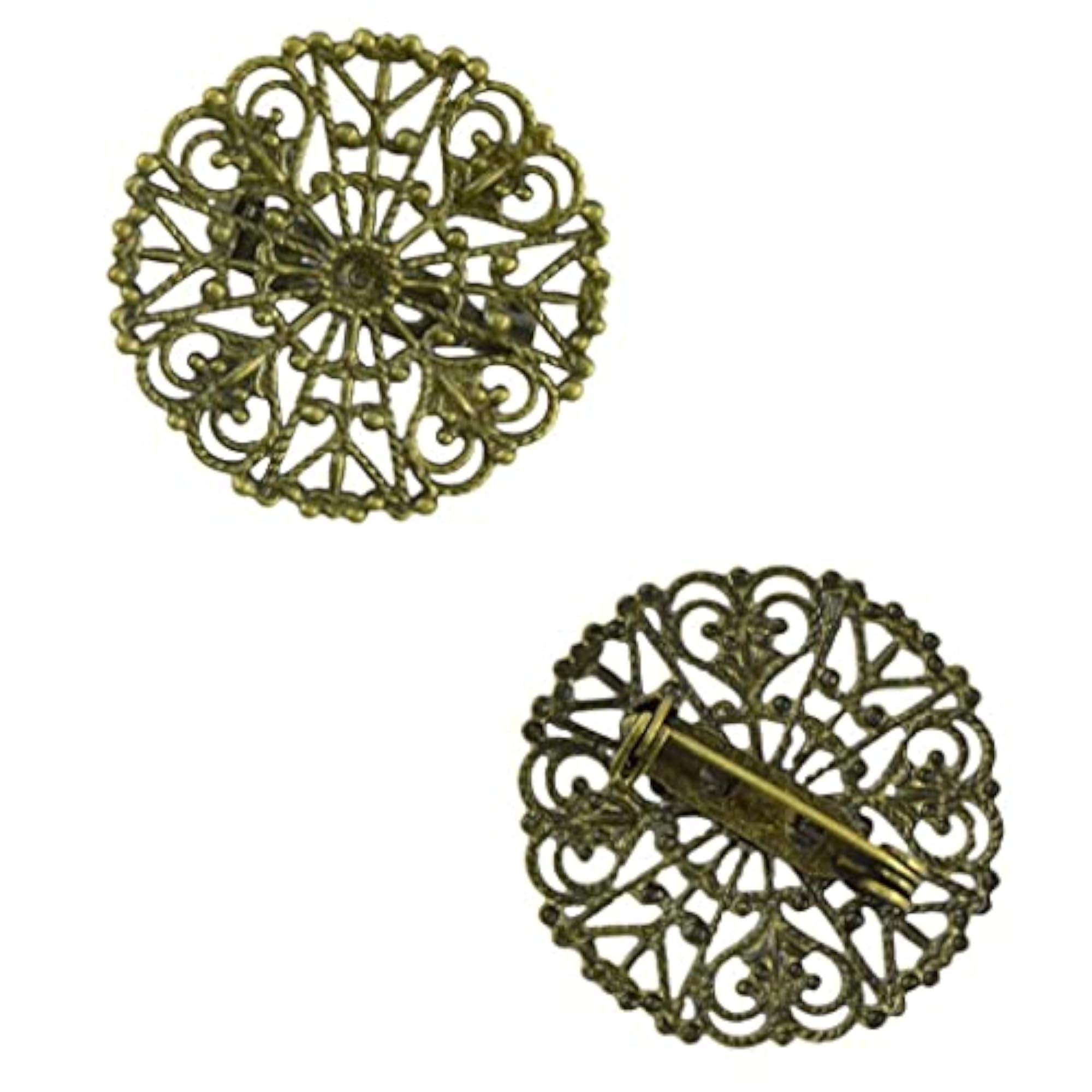 3x10 Pieces Filigree Flower Blank Brooch Settings