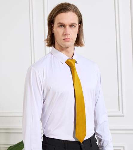 Image of KOOELLE Men's Ties Solid Pure Color Plain Neckties Formal Black Ties For Men