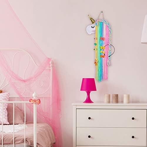 Beinou Unicorn Hair Clips Holder Rainbow Yarn Tassels Hair Bows Storage Shy Unicorn Face Headband Organizer Unicorn Theme Party Decorations