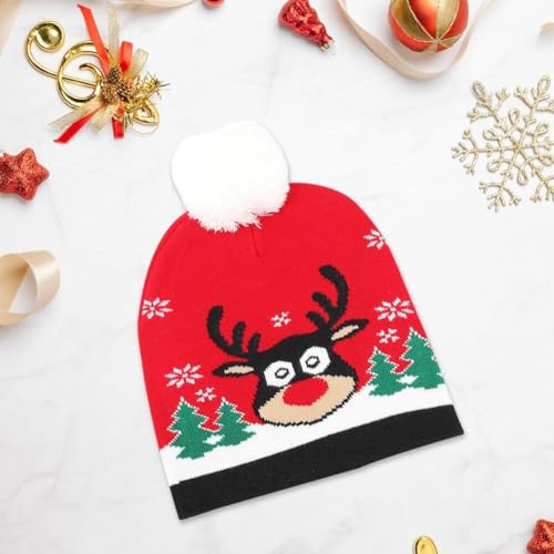 Fituenly Unisex Weihnachten Beanie Herbst Winter Warm-up Hut Winter Cap Weihnachten Strick Jacquard Hut Santa Elf Rentierhut