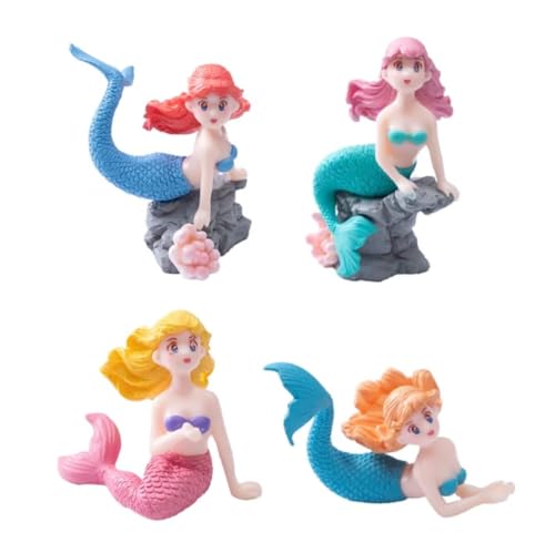 Image of VRB Dec 4 Pcs Miniature Showpiece Set for Home Decor,Car Dashboard,Valentine,Living Room,Gifts Figurines,Cake Decoration Items,Figurines for Home Decor. (4 Pcs Aquarium Fairy Miniatur)