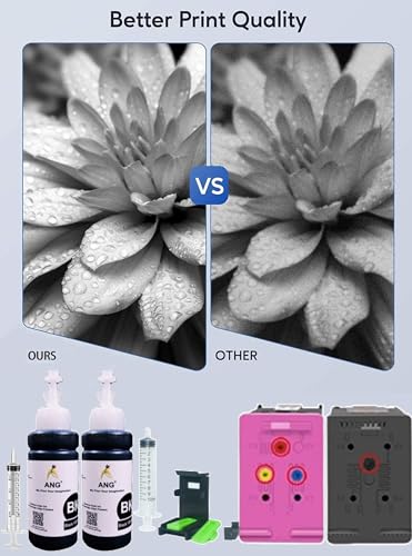 Image of ANG Refill Ink for 805 Cartridge | Black Ink Refill Bottle Kit with Syringe & Gloves | Compatible with 860 861 803 680 678 682 818 802 901 Cartridges | High Yield Printer Ink (Pack of 2 Bottles)