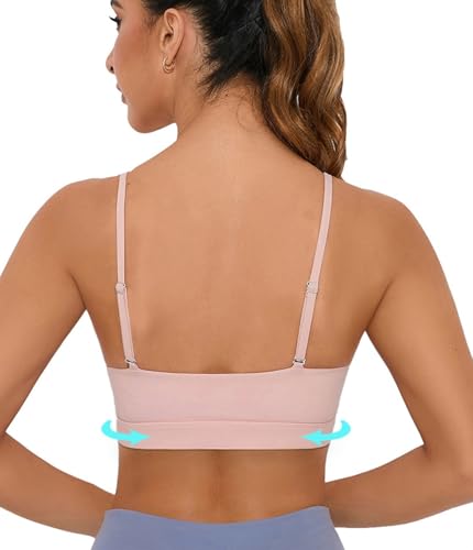 Image of Comper Sports Bra for Women Wirefree Racerback Workout Bras Sexy Thin Straps Yoga Sport Bras with Removable Pads