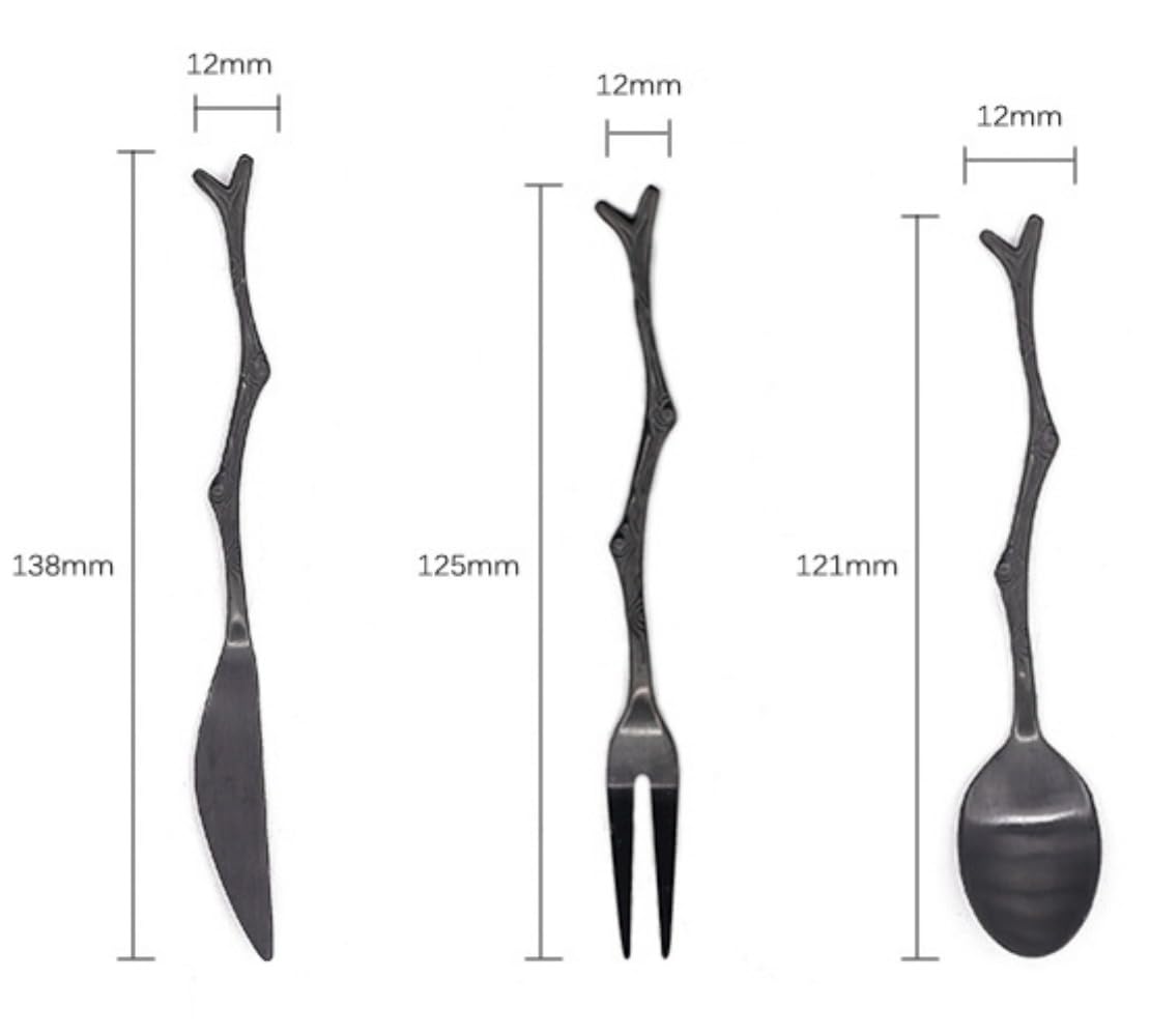 Juego de cubiertos de acero inoxidable, 12 piezas vintage con cuchillo, tenedor y cuchara, diseño creativo for pasteles y frutas.(Silver)