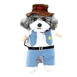 NACOCO Halloween Cowboy Dog Costume - Pet Clothes Costumes with Hat for Dog and Cat Blue(S)