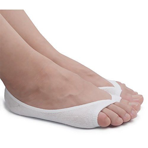 Image of seven wolves Womens Peep Toe Socks 6 Pairs, Toeless Cotton No Show Socks Non Slip Shoe Liner
