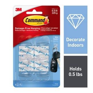 Command6 Pack Clear Mini Hook