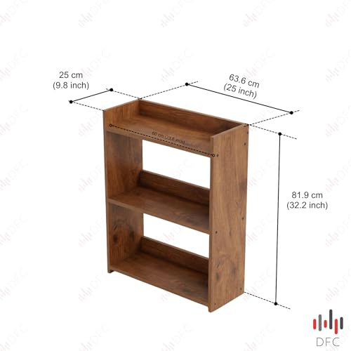 Image of DFC Element Crysta Shelf for Home, Living Room & Bedroom | Engineered Wood Storage Shelf with Open Display Design | Space Saving Organizer for Books, Decor & Daily Essentials (Natural Oak, 3 Level)