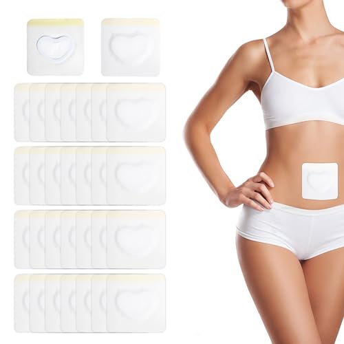 Image of 30Pcs Castor Oil Pack Wrap for Belly Button, Self-Adhesive Castor Oil Patches Disposable, Portable Highly Absorbent Belly Button Cover, Anti Massage Oil Leak, Heart-Shaped (Oil Not Included)