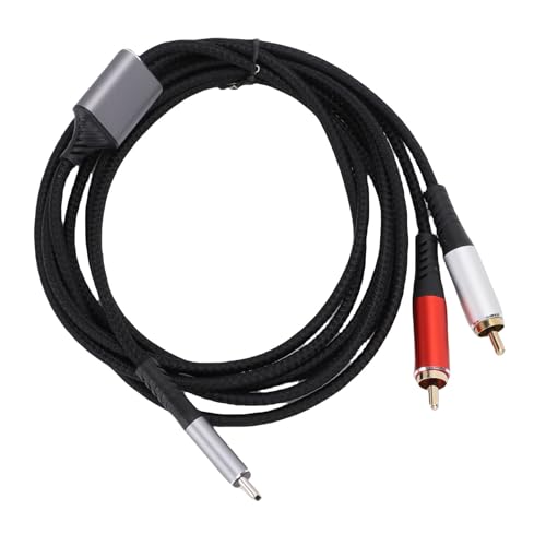 Fabater Aux-Stereokabel, 6,6 Fuß Langes Audiokabel Vom Typ C auf Dual-Stecker, Stereo-Aux-Kabel-Y-Splitter für Lautsprecher, Gehäuse aus Zinklegierung und Erweitertes...