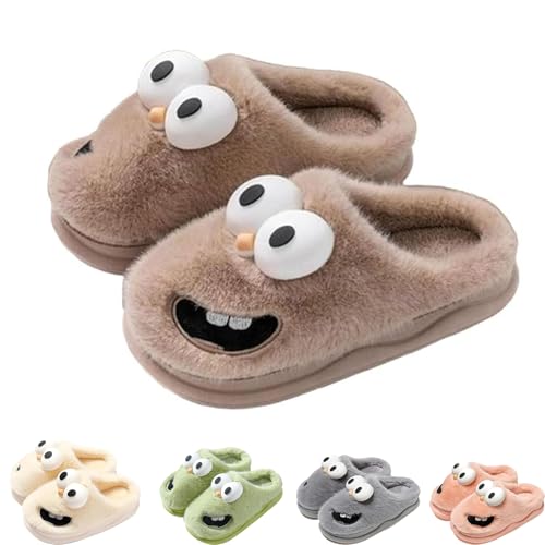 Kissing Slippers, Non-Slip 3D Cute Funny Cartoon Big-Eyed Dog Cotton Slippers for Couples