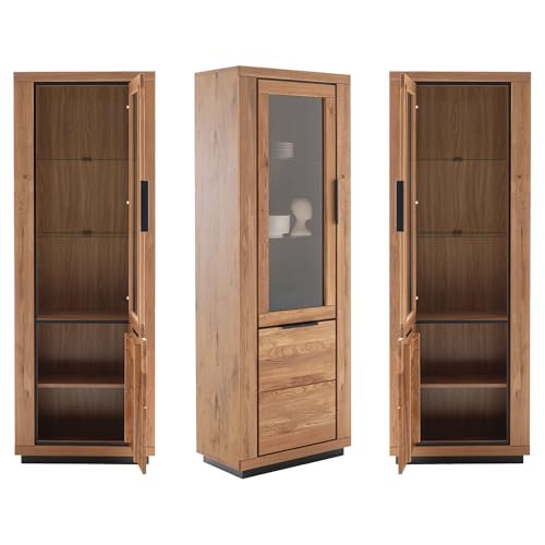 Lomadox Wohnmöbel Set Wohnwand Eiche teilmassiv 4-teilig, Fronten Massivholz/Echtholz – Bild 6