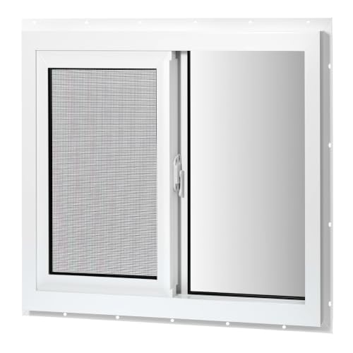 COLORPAPA Vinyl Basement Sliding Window, 40" x 40" White