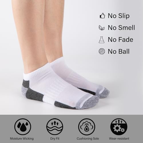 Comfoex 12 Pairs Boys Ankle Cushioned Socks Athletic Low Cut Sports Breathable Socks For Kids 4-6 6-8 8-10 10-12 Years Old4