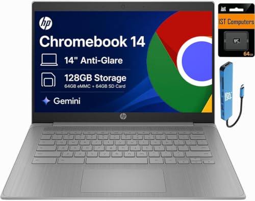 Image of HP Chromebook 14 Laptop,14 inch HD, Intel Celeron N4500, 4GB RAM, 128GB Storage