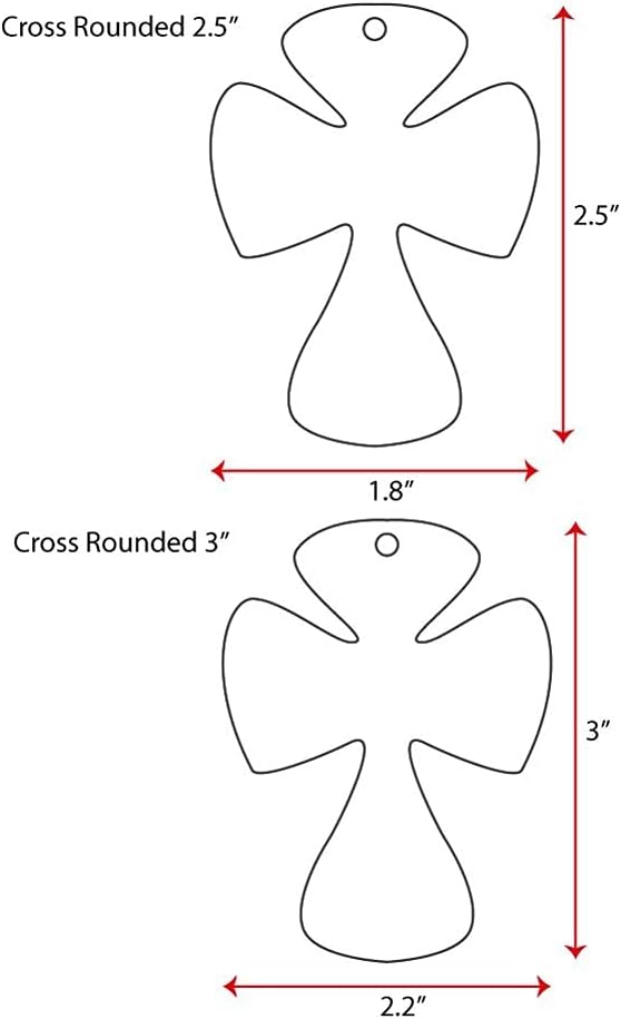25 Acrylic Keychains Blank Cross Clear 1/8" Thick (Optional Key Ring) (3")