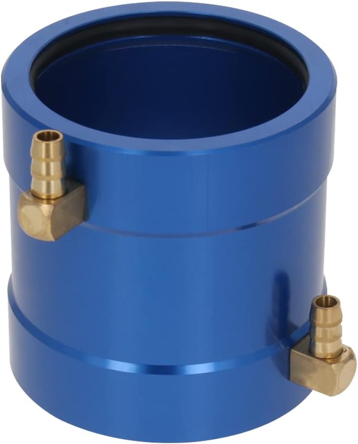 Heyiarbeit Aluminum 24mm RC Boat Motor Water Cooling Jacket with Inlet & Outlet Fittings Heatsink for 20-Series RC Boat Motor Part Accessory (Blue)