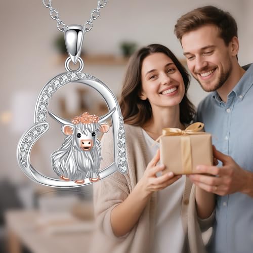 Image of Heart Necklace 925 Sterling Silver Animal Pendant Cute Heart Jewelry Gifts for Women Animal Lover