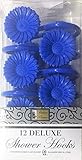 Better Home 12 Daisy Flower Deluxe Shower Hooks S" Shaped Fun Design Curtain Rings (Navy Blue)
