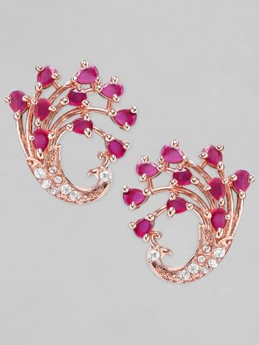Image of Rubans Stud Earrings Oversized Fashionable American Diamond Stylish Jewellery Gift for Women & Girls