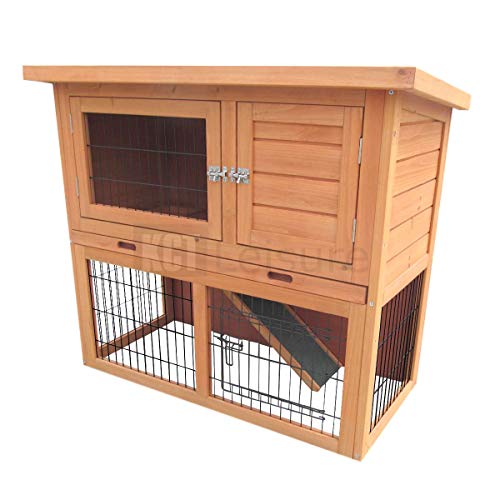 KCT 3ft Wooden Monza Rabbit Hutch with Run 2 Tier Double Decker Bunny House