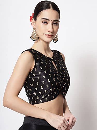 Image of studio rasa Women's Dupion Hand Block Printed Readymade Top for Festive Wedding Party