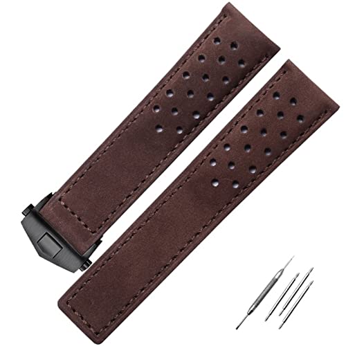 Bracelet de montre en cuir pour Tag Heuer 20mm 22mm boucle déployante GUMMMY