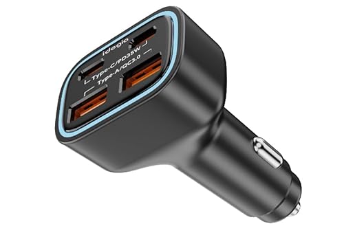 idegia 4�|�[�g�}���[�d�� �ԍڗp USB Type-C/Type-A�Ή� �ő�70W PD QC3.0�Ή� 4�䓯���[�d�\ �V�K�[�\�P�b�g USB4�|�[�g�}���[�d �ߏ[�ی� �R���p�N�g�݌v �u���b�N 15/14/13/12/11/SE/X/8 i
