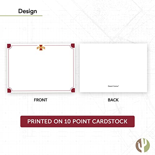 Image of Desert Cactus Iowa State University 10 Pack Notecards Stationery Cardstock ISU Cyclones Includes Envelopes Memo Party Thank You (Notecard 4a)