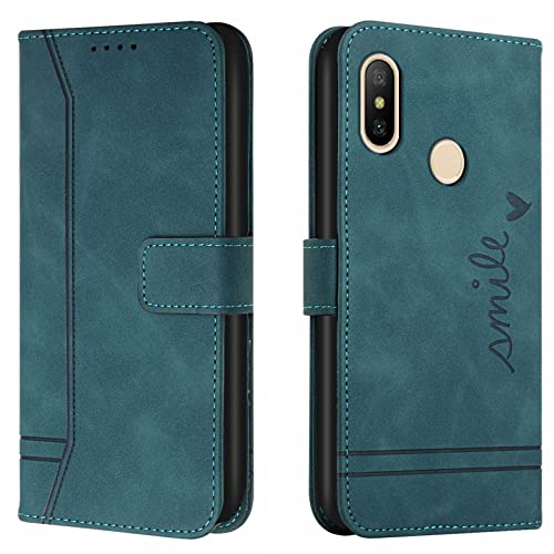 Lihondar Funda para Xiaomi Mi 6X / Mi A2, Premium PU Cuero Billetera Tapa Flip Protectora Carcasa Libro Case Magnético con Tapa y Ranura para Tarjetas Piel Cartera para Xiaomi Mi 6X / Mi A2 (Verde) Cover