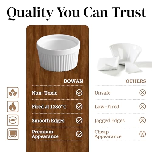 DOWAN Creme Brulee Schälchen, Souffle Förmchen Backofenfest, 6er, 180 ml – Ansicht 3